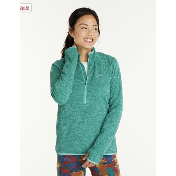 L.L. Bean Tops - L.L. Bean Adventure Grid Blue Half-Zip Polyester Pullover Thumb Slot Size L Reg